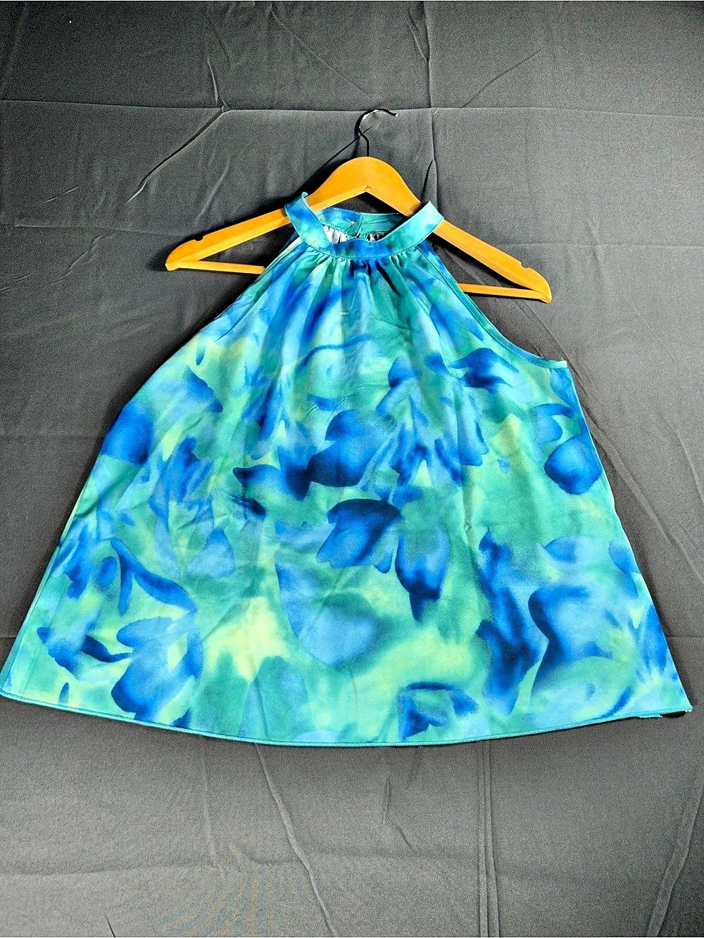 SHEIN Girls Abstract Halter Dress in Green & Blue Size Small Like
